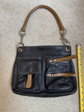 Black/Tan Paolo by Perlina Leather Handbag